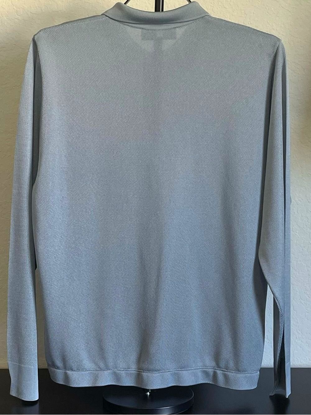 VTG Montagut Paris Fil Lumiere Knit Long Sleeve Polo Shirt Silver Gray Size 5 L - Picture 3 of 8